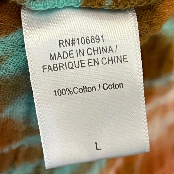 YOUNG FABULOUS & BROKE Women’s Multicolor Tie Dye Cotton Gauze Long Sleeve Dress - Picture 4 of 4